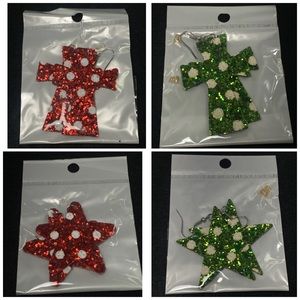 Stars and Crosses Glitter Hook Earrings